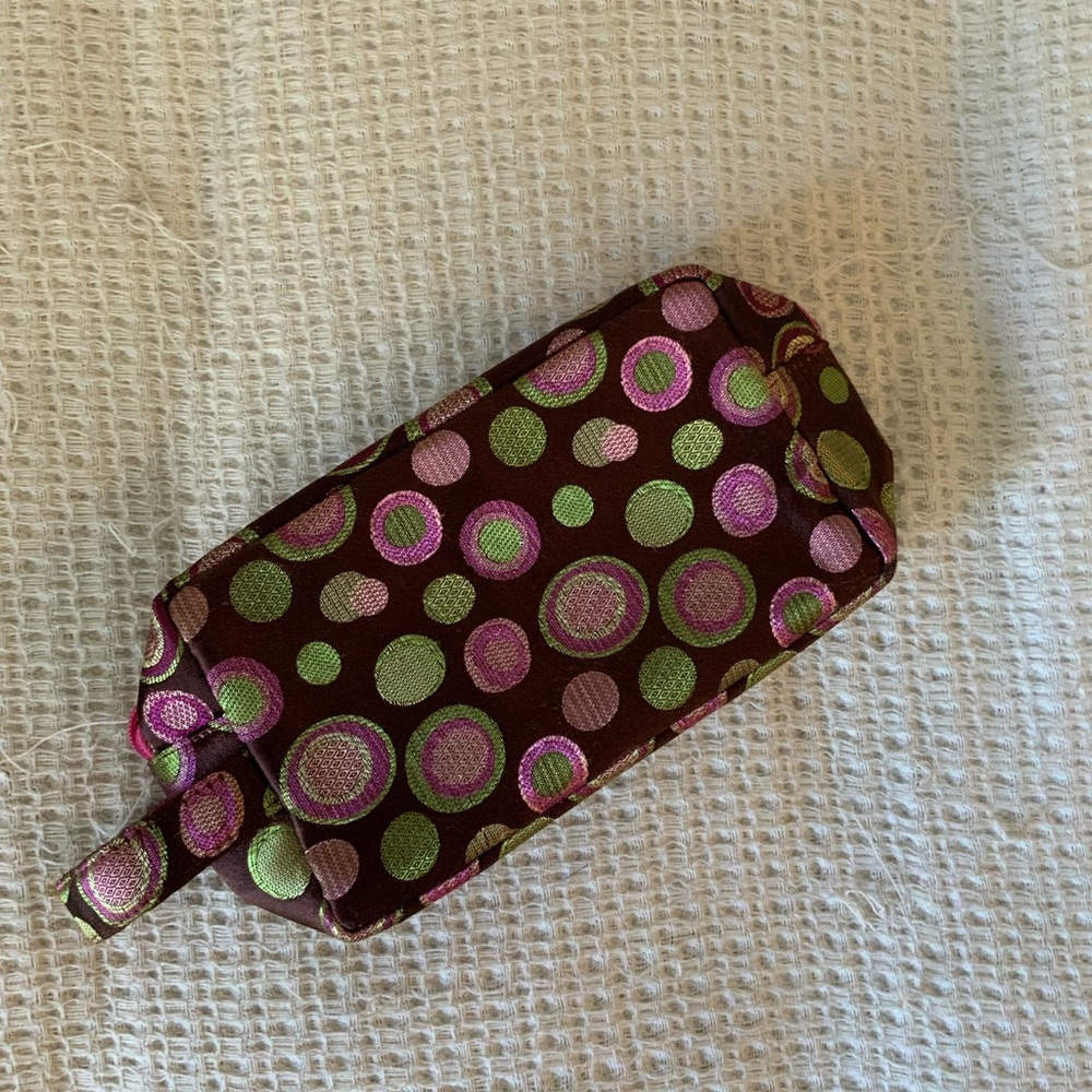 Vintage Y2K 2000s Chocolate Brown Pink Green Polka Dot Mini Clutch Purse Bag